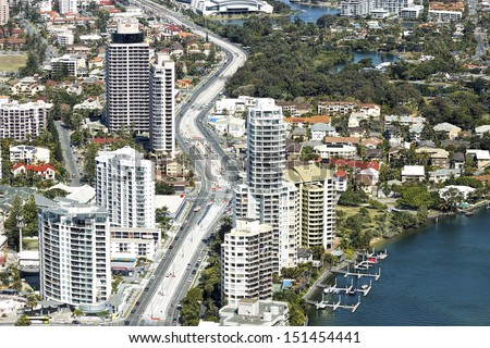 Gold Coast, Australia - AUG 23: View of the Gold Coast light rail corridor. The 13km rail will link Griffith Uni with Broadbeach and is scheduled to open in 2014. August 23, 2013 Gold Coast, Australia