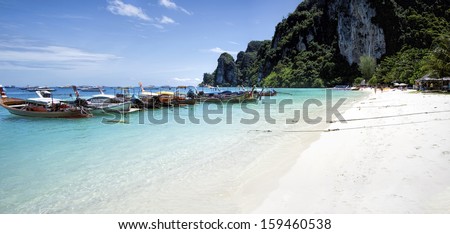 PHI PHI DON, THAILAND - OCT 10: Phi Phi Don is the largest of the Phi Phi Islands in Thailand.  It is the only island in the group with permanent inhabitants. October 10, 2013 Phuket, Thailand