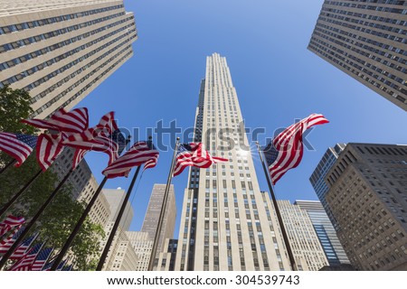 NEW YORK - MAY 26: Rockefeller Center on May 26, 2015 in NYC. Rockefeller Center is a complex of 19 commercial buildings, built by the Rockefeller family, located in Midtown Manhattan.