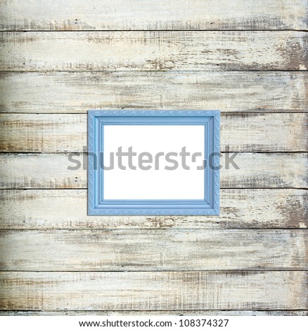 Gray Vintage picture frame, wood plated, old wood background, clipping path included