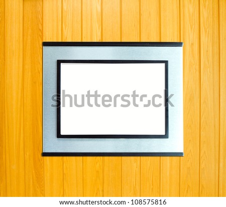 Silver Vintage picture frame, wood plated, wood background, clipping path included