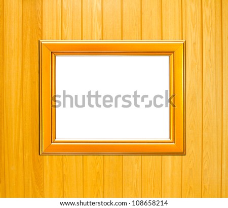 Gold Vintage picture frame, wood plated, wood background, clipping path included