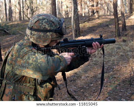 Soldier aiming the target