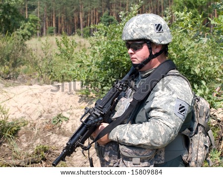 The US Army soldier on patrol