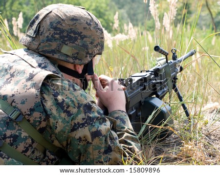 US Marine with the machine gun