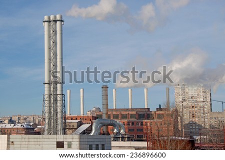 Industrial buildings - heat power plant in the city district