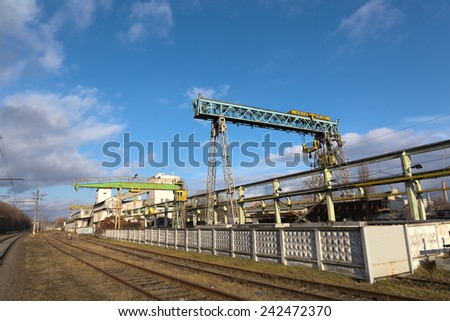 Industrial zone with railway tracks