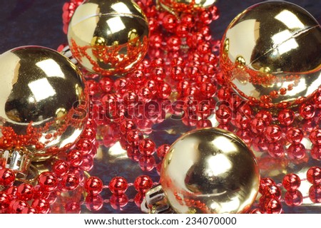 Red and golden decorations for Christmas tree.