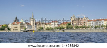 Historic buildings on the banks Vltava river, Prague, Czech Republic