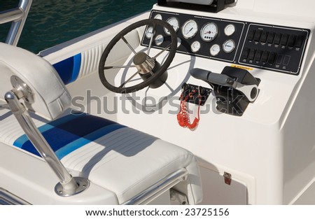 White motor boat control panel