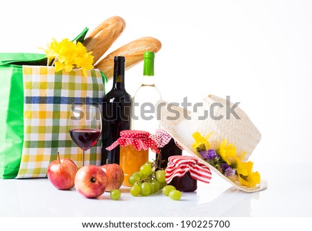 Display of country food and wine - picnic set