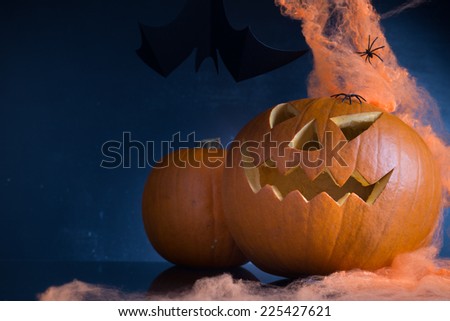 Halloween Pumpkin, Scary Jack O\'Lantern, Bat, spiderweb