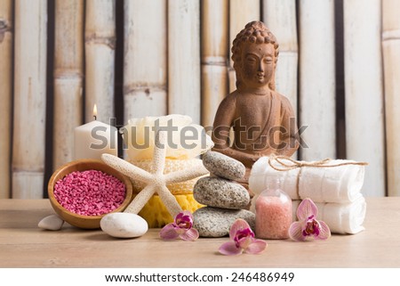 Bath accessories with buddha statue