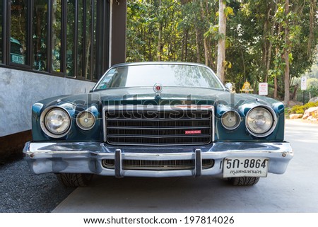 CHIANGRAI, THAILAND-JAN 10, 2014: The Dodge SE classic logo show on car January 10, 2014 at Chiangrai, Thailand