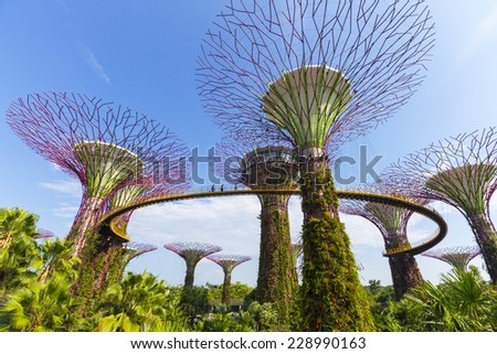 Singapore - October 23, 2014: Gardens by the Bay brings to life vision of creating a City in a Garden of Singapore with the perfect environment.