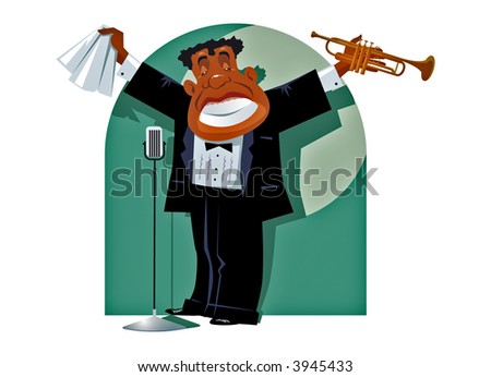 stock vector : Trumpet player on stage. Vector.