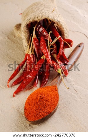 dry red chillies and red chilly powder