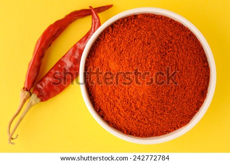 red chillies with red chilly powder