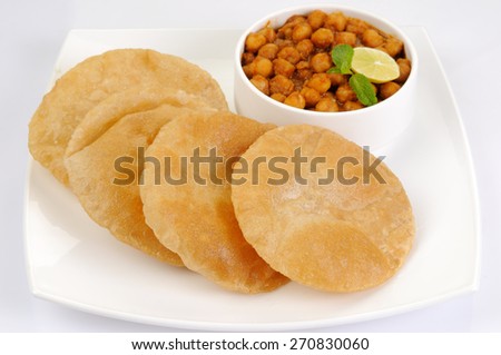 Chana Masala or Spicy Chick Peas, a Traditional Indian Food Dish,Food Chana Puri.