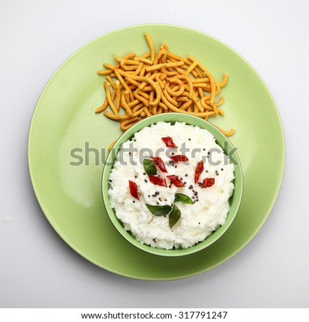 Curd Rice A Rice mixed with yogurt and seasoning,Indian Curd Rice - Healthy  meal made with rice and yogurt