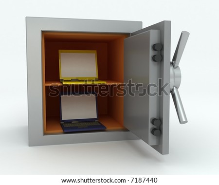 2 lap-tops secure in a safe box
