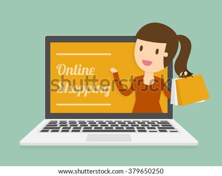 Online Shopping. Business Concept Cartoon Illustration.