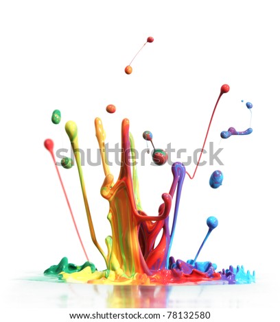Colorful paint splashing isolated on white Colorful paint splashing isolated on white