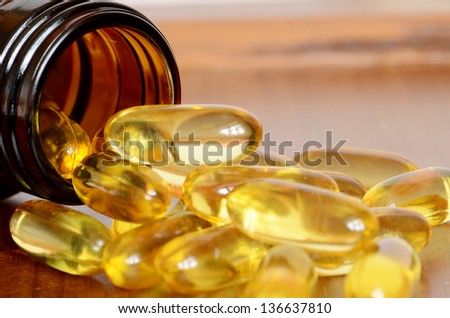 Soft gelatin dietary supplement oil capsule.