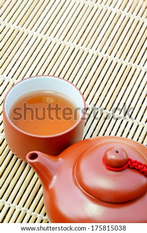 Hot tea from dried tea leaves (Camellia sinensis) a popular drink in Asian countries such as China, Japan, India, Myanmar, Thai, Indonesia and many other countries.