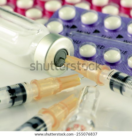 Oral contraceptive pill, Contraception Injections and Women\'s Health Concept.