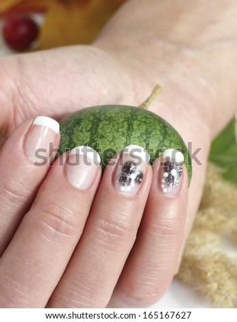 Beautiful hands with fresh manicured stylish nails