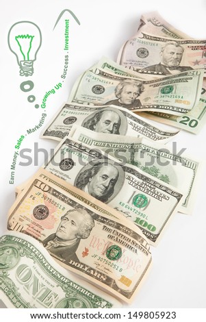 Creative Money Idea all dollars bills with blank text area