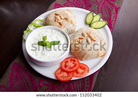 Fresh Vegetable Sandwich with nuts, tomato and white sauce