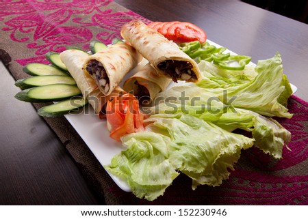 kafta shawarma meat pita wrap roll sandwich traditional arab mid east food