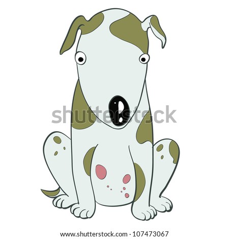 Cute Cartoon Bull Terrier. Cartoon Dog. Vector Illustration