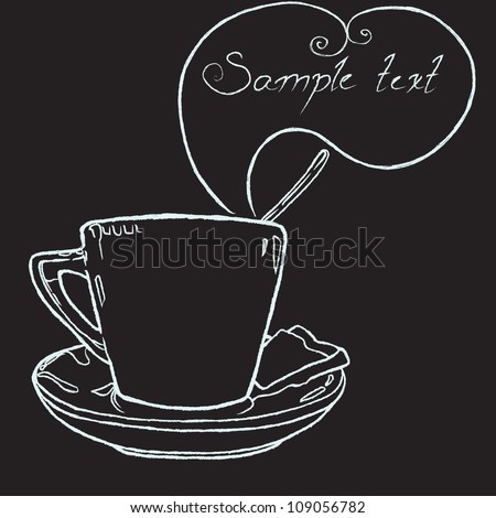 Coffee Shop Chalkboards on Stock Vector   Hand Drawn Cup Of Coffee With A Spoon In It On The