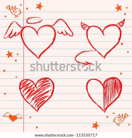 Конкурс " Бог и Дьявол ". - Страница 3 Stock-vector-set-of-hand-drawn-hearts-on-lined-notebook-paper-background-vector-illustration-113530717