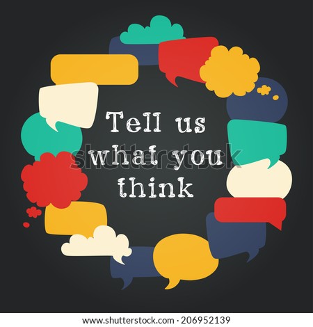 Trendy speech bubbles set in bright colors with place for the text in the middle Round frame template made of design elements Trendy speech bubbles set in bright colors with place for the text in the middle Round frame template made of design elements