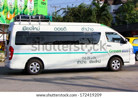 THAILAND / CHIANGMAI - OCTOBER 20 2012 :  Van of Greenbus company, route Lampang  and Chiangmai. Photo at  Chiangmai bus station, thailand.