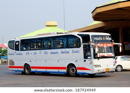 CHIANGMAI, THAILAND- MARCH  20  2013: Esarn tour company bus no.175-25  route Khonkaen and Chiangmai. Photo at Chiangmai bus station, thailand