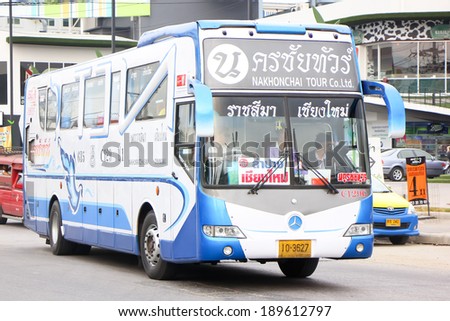 CHIANGMAI, THAILAND- APRIL 23 2014: Nakhonchai tour company bus route Nakhon ratchasima and Chiangmai. Photo at Chiangmai bus station, thailand.