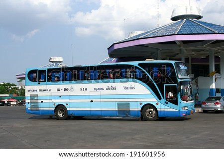 CHIANGMAI, THAILAND- APRIL 27 2008: Viriya tour company bus no.18-109 route Bangkok and Chiangmai. Photo at Chiangmai bus station, thailand.