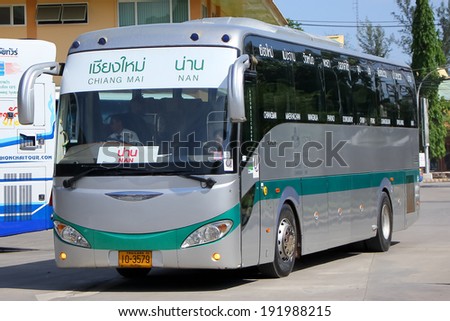 CHIANGMAI, THAILAND- MAY 11 2014: Sunlong Bus of Green bus Company. Between Chiangmai and Nan. Photo at Chiangmai bus station, thailand.