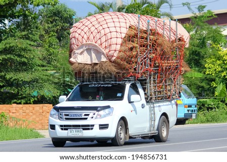 CHIANGMAI, THAILAND - MAY 25 2014: Private pickup for wood sweep. Photo at Chiangmai bus station, thailand.