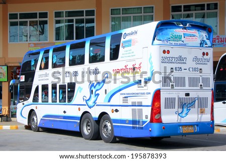 CHIANGMAI, THAILAND- MAY 25 2014: Benze bus no.635-C103 Double deck of  Nakhonchai tour company bus. Route Nakhon ratchasima and Chiangmai. Photo at Chiangmai bus station, thailand.