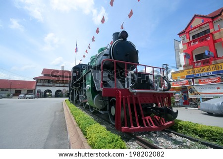 LAMPANG, THAILAND - SEPTEMBER  9  2008: Old steam locomotive no.728 of State railway of Thailand. Photo at Lampang train station, Lampang, Thailand.