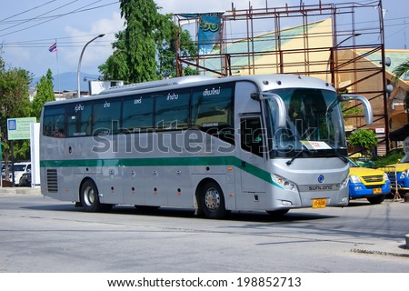 CHIANGMAI, THAILAND- MAY 25 2014: Sunlong Bus of Green bus Company. Between Chiangmai and Thungchang (Nan). Photo at Chiangmai bus station, thailand.