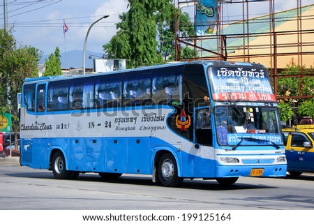CHIANGMAI, THAILAND - MAY 25 2014 : Cherdchai tour company bus no.18-24 route Bangkok and Chiangmai. Photo at Chiangmai bus station, thailand.