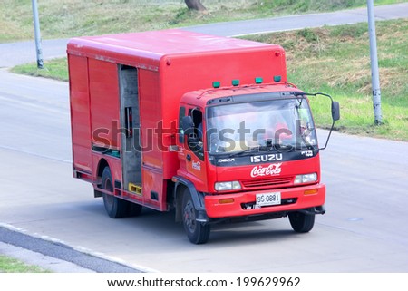 CHIANGMAI, THAILAND- MAY 21 2014: Coca Cola Truck. Photo at Road No.11 about 5 Km from Chiangmai city.