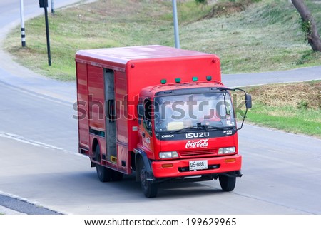 CHIANGMAI, THAILAND - MAY 21 2014: Coca Cola Truck. Photo at Road No.11 about 5 Km from Chiangmai city.